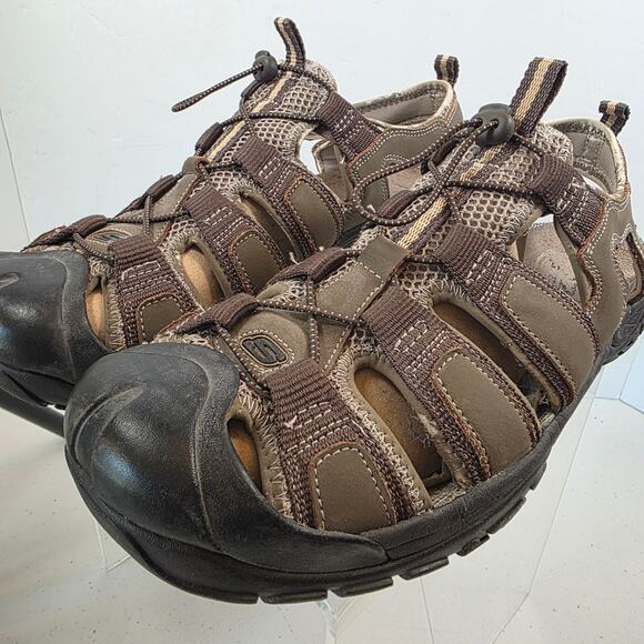 Skechers Men's Size 12 Leather Fisherman's Closed Toe Outdoor Sandals Shoes - Picture 3 of 12